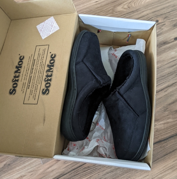 SoftMoc Mens Black Slip On Loafers Slides - Picture 3 of 8